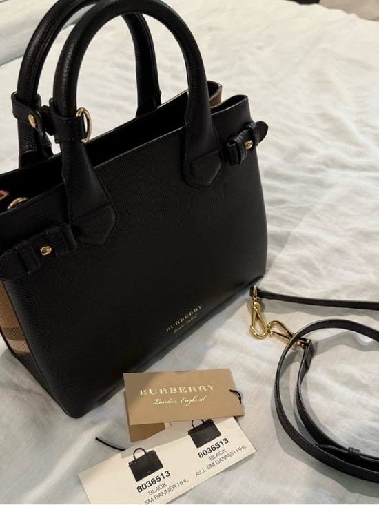 Burberry Handbags - 100% AUTHENTIC Burberry Derby Calfskin House Check Banner Tote Small, Like new!